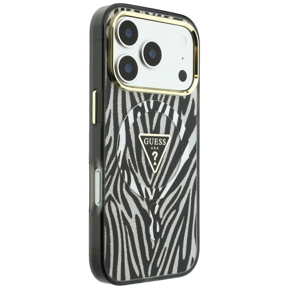 Guess iPhone 17 Pro Max/iPhone 18 Pro Max Skal Zebra Glitter Silver