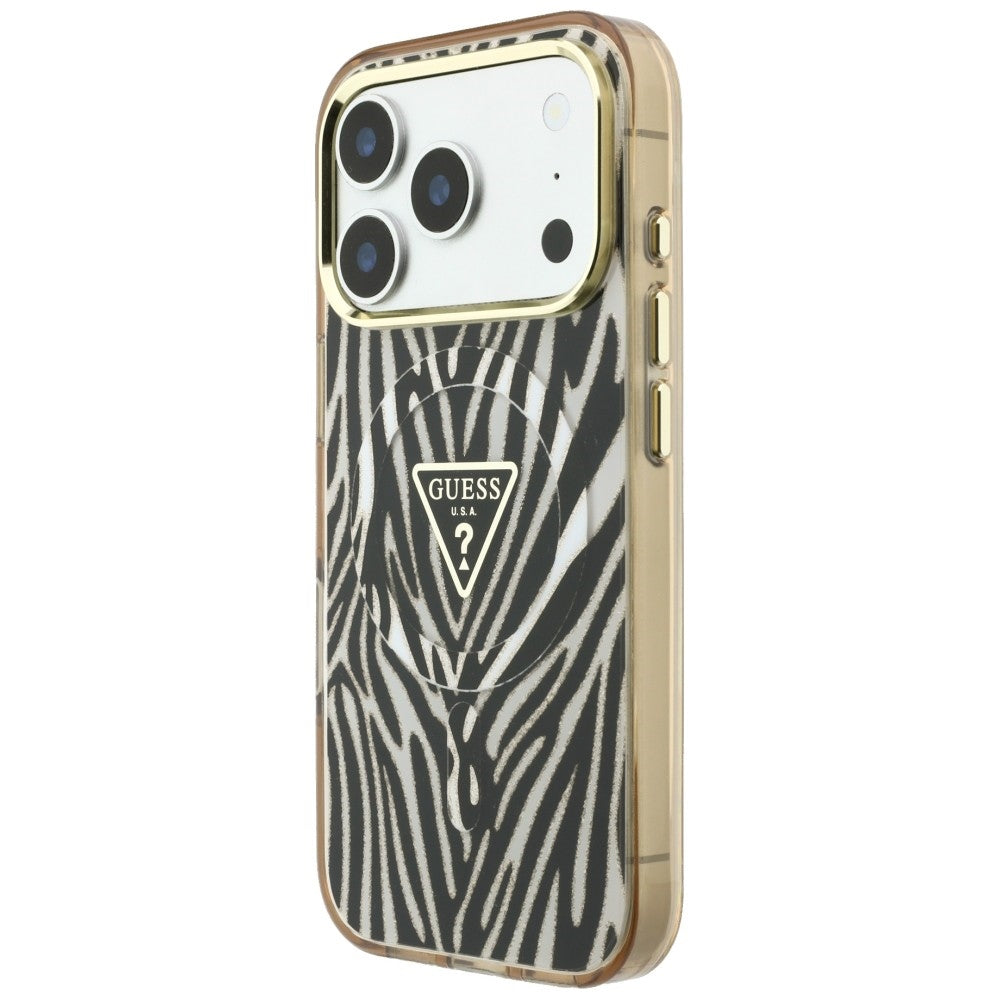 Guess iPhone 17 Pro Max/iPhone 18 Pro Max Skal Zebra Glitter Guld