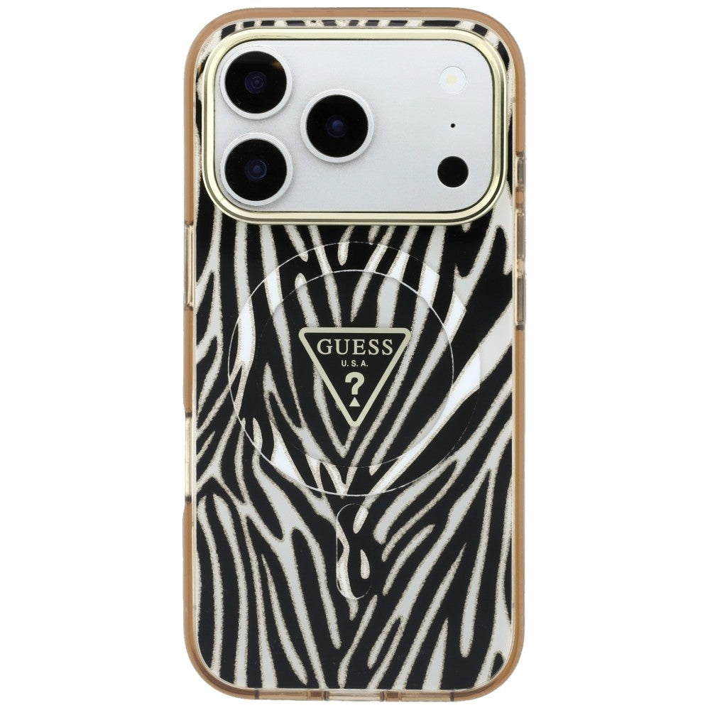 Guess iPhone 17 Pro Max/iPhone 18 Pro Max Skal Zebra Glitter Guld