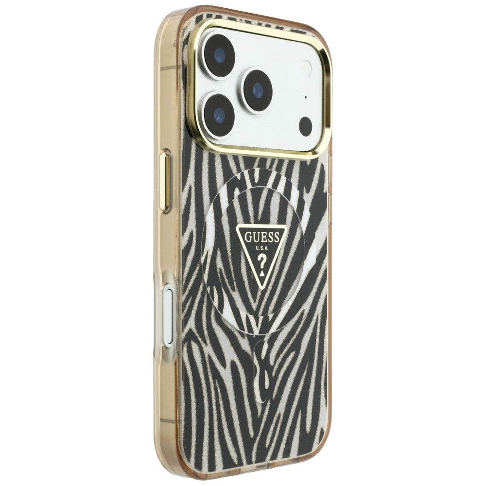 Guess iPhone 17 Pro Max/iPhone 18 Pro Max Skal Zebra Glitter Guld
