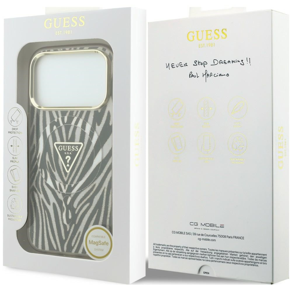 Guess iPhone 17 Pro Max/iPhone 18 Pro Max Skal Zebra Glitter Guld