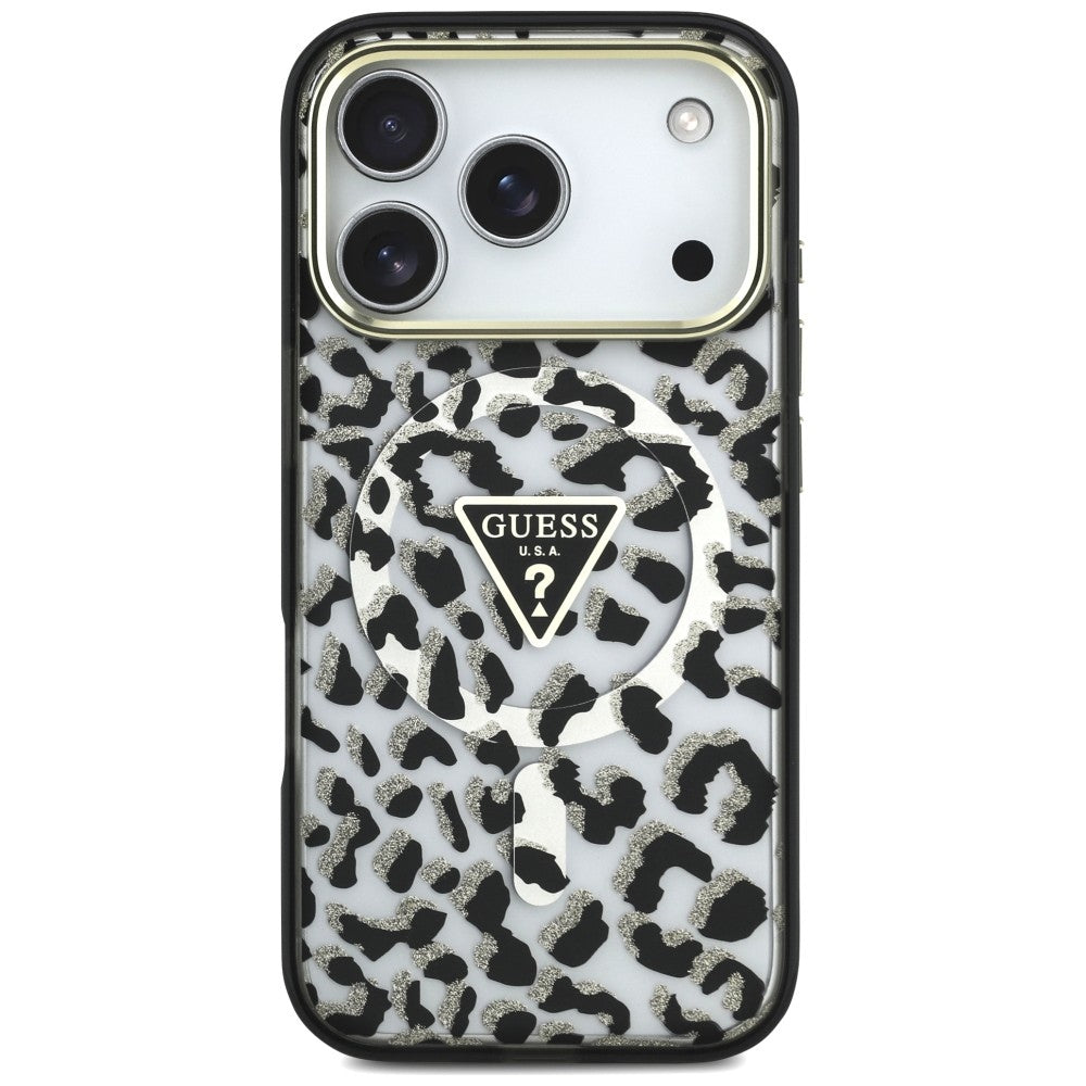 Guess iPhone 17 Pro/iPhone 18 Pro Skal Leopard Glitter Svart