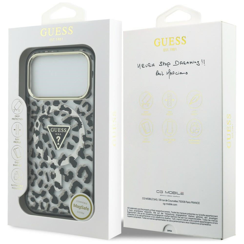 Guess iPhone 17 Pro/iPhone 18 Pro Skal Leopard Glitter Svart