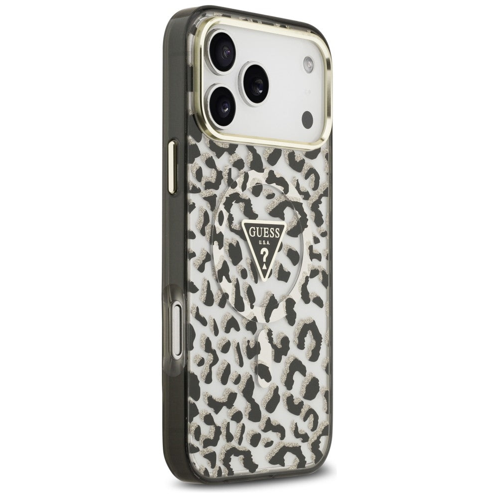 Guess iPhone 17 Pro Max/iPhone 18 Pro Max Skal Leopard Glitter Svart