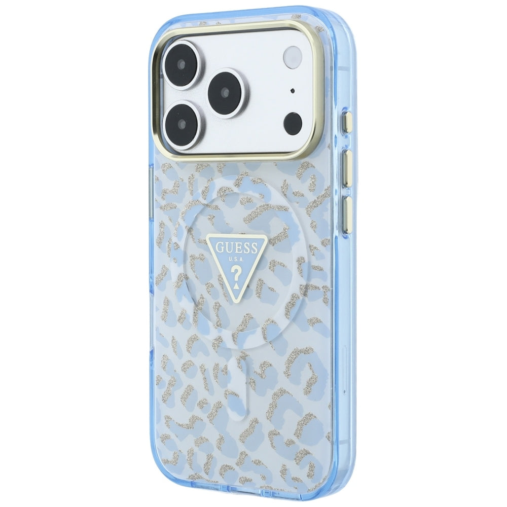 Guess iPhone 17 Pro Max/iPhone 18 Pro Max Skal Leopard Glitter Blå