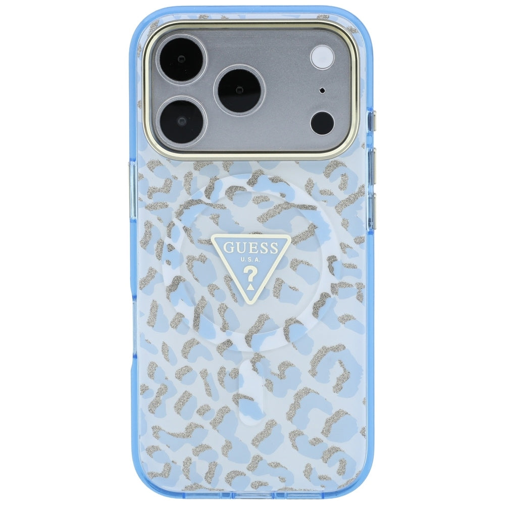 Guess iPhone 17 Pro Max/iPhone 18 Pro Max Skal Leopard Glitter Blå