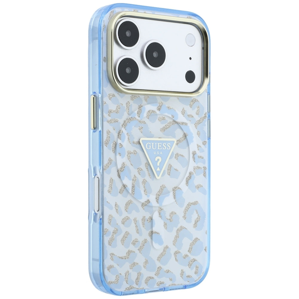 Guess iPhone 17 Pro Max/iPhone 18 Pro Max Skal Leopard Glitter Blå