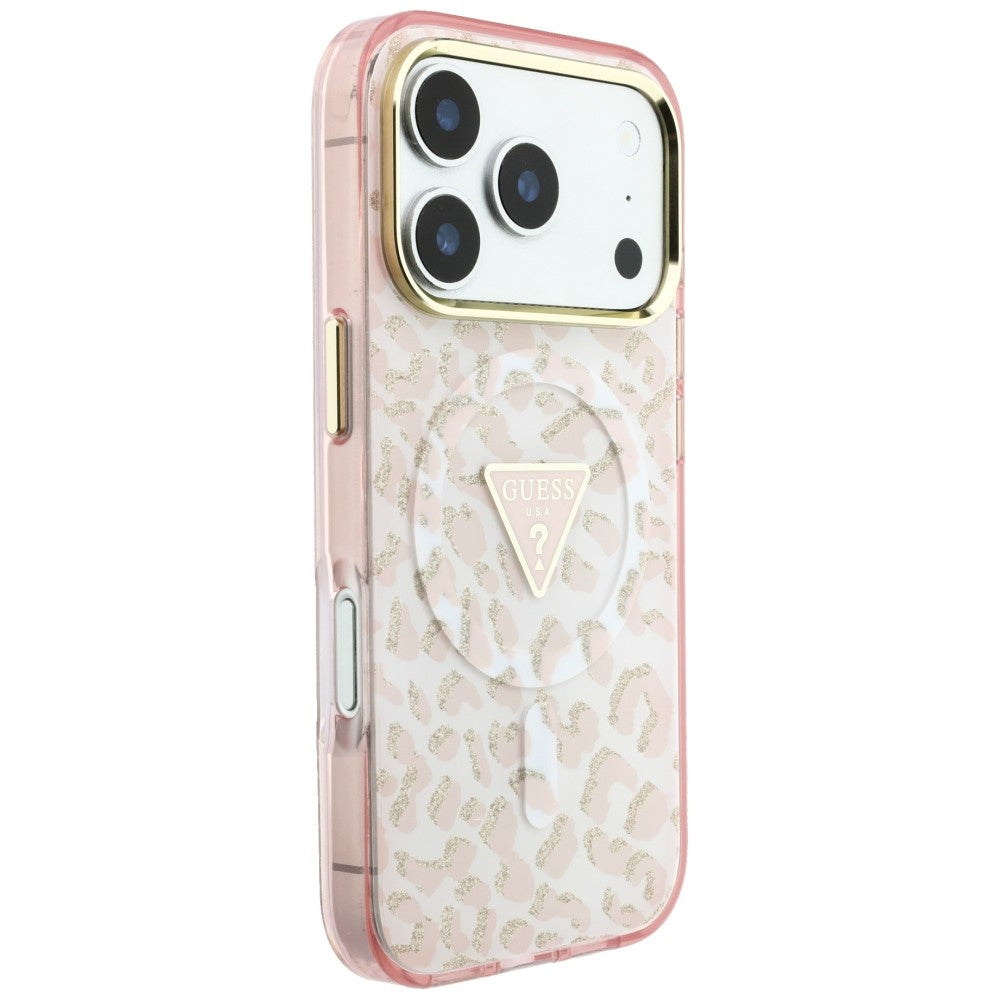 Guess iPhone 17 Pro/iPhone 18 Pro Skal Leopard Glitter Rosa
