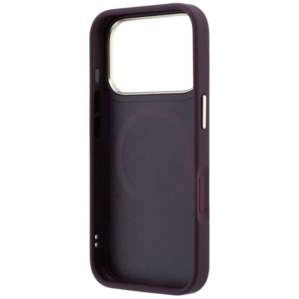 Guess iPhone 17 Pro/iPhone 18 Pro Skal Saffiano Peony Embossed MagSafe Burgundy