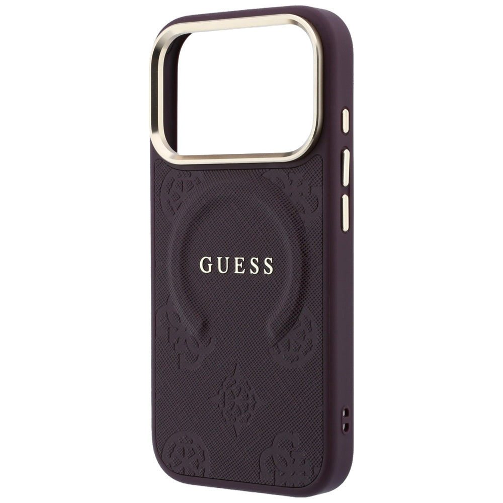 Guess iPhone 17 Pro Max/iPhone 18 Pro Max Skal Saffiano Peony Embossed MagSafe Burgundy