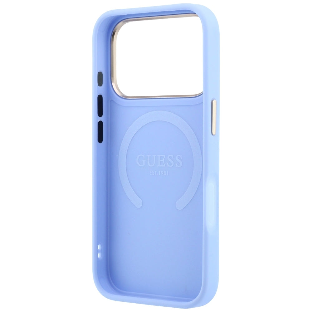 Guess iPhone 17 Pro Max/iPhone 18 Pro Max Skal Saffiano Peony Embossed MagSafe Blå