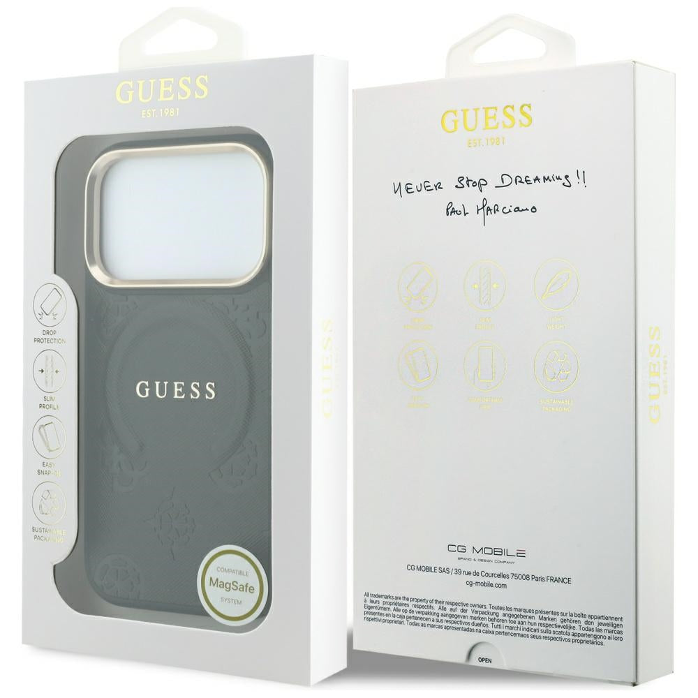 Guess iPhone 17 Pro Max/iPhone 18 Pro Max Skal Saffiano Peony Embossed MagSafe Svart