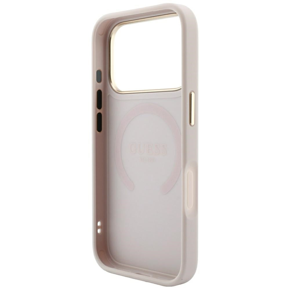 Guess iPhone 17 Pro/iPhone 18 Pro Skal Saffiano Peony Embossed MagSafe Rosa