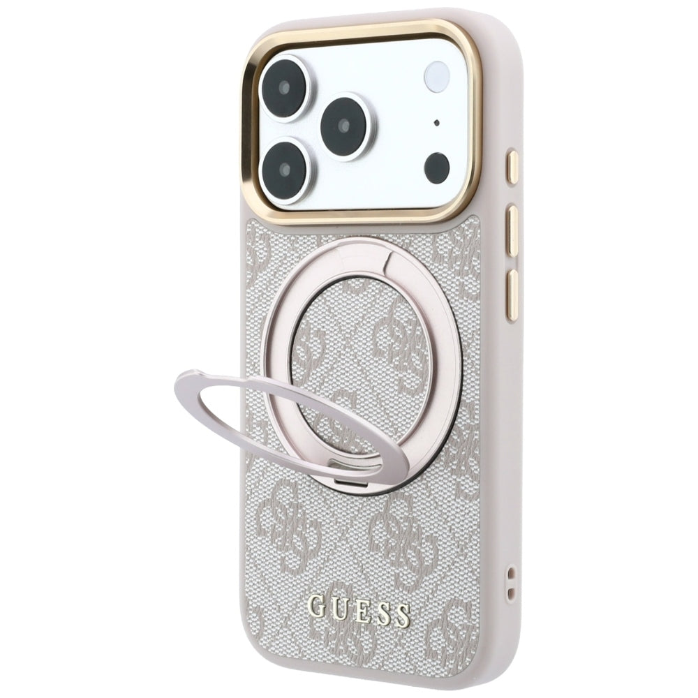 Guess iPhone 17 Pro Max/iPhone 18 Pro Max Skal Ring Stand 4G Classic Logo Rosa