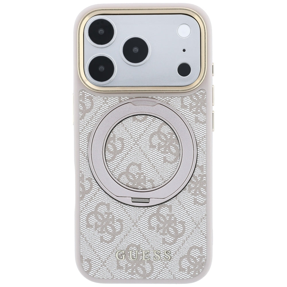 Guess iPhone 17 Pro Max/iPhone 18 Pro Max Skal Ring Stand 4G Classic Logo Rosa