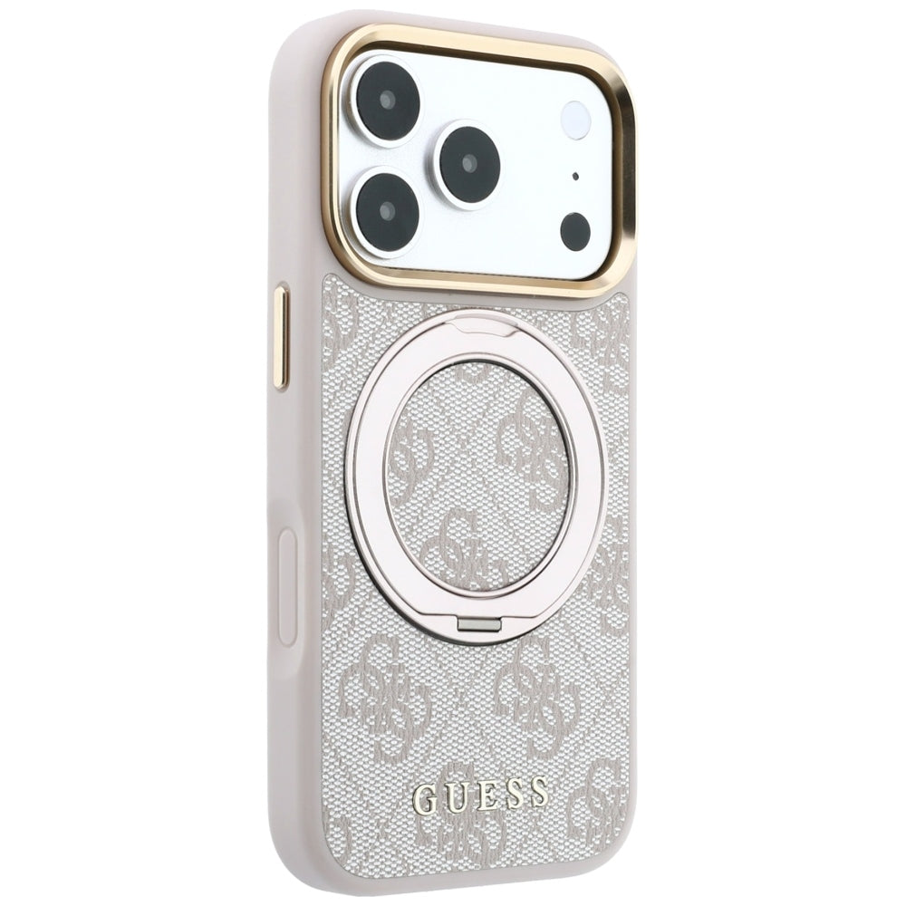 Guess iPhone 17 Pro Max/iPhone 18 Pro Max Skal Ring Stand 4G Classic Logo Rosa