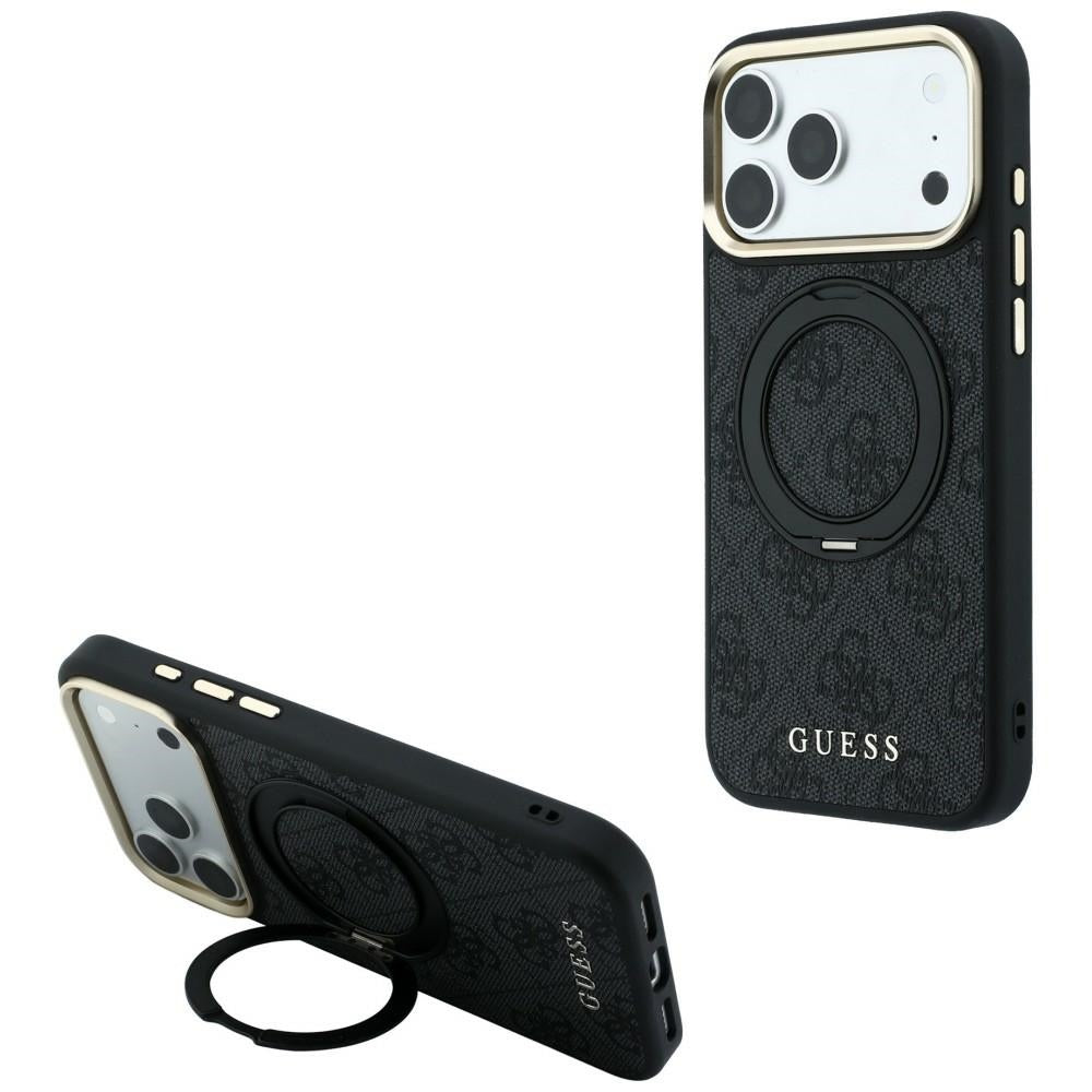 Guess iPhone 17 Pro/iPhone 18 Pro Skal Ring Stand 4G Classic Logo Svart