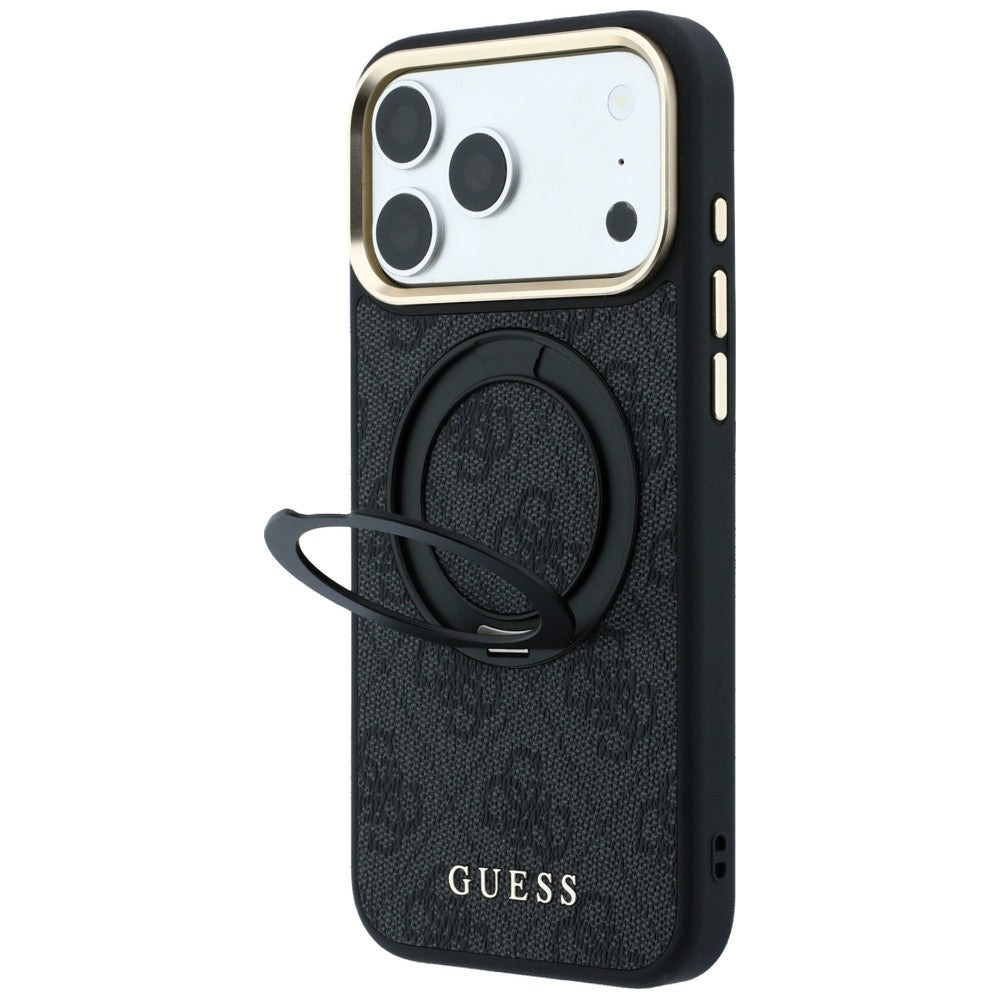 Guess iPhone 17 Pro/iPhone 18 Pro Skal Ring Stand 4G Classic Logo Svart