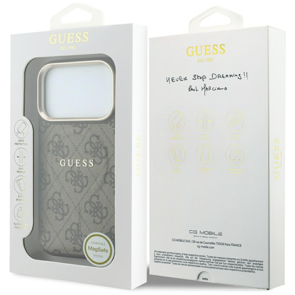 Guess iPhone 17 Pro/iPhone 18 Pro Skal 4G Embossed MagSafe Brun