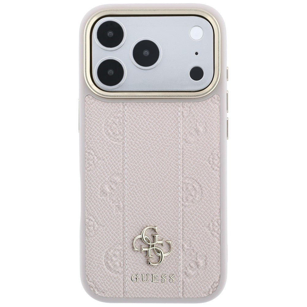 Guess iPhone 17 Pro Max/iPhone 18 Pro Max Skal Stripe Peony 4G Logo Rosa