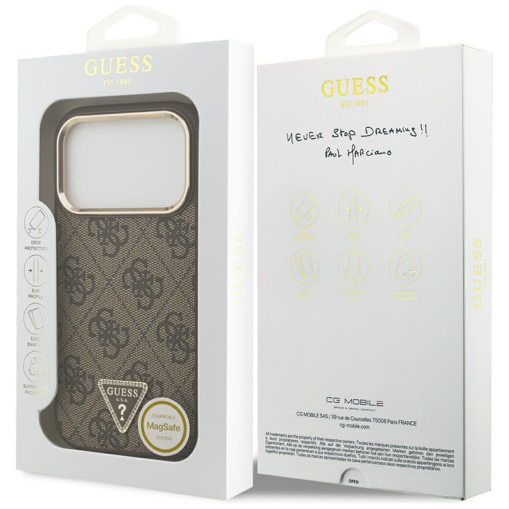 Guess iPhone 17 Pro/iPhone 18 Pro Skal 4G Triangle MagSafe Brun