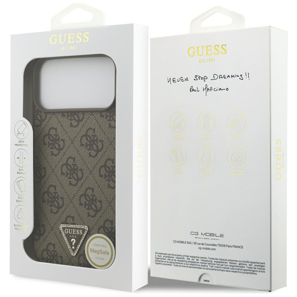 Guess iPhone 17 Pro Max/iPhone 18 Pro Max Skal 4G Triangle Strass Brun