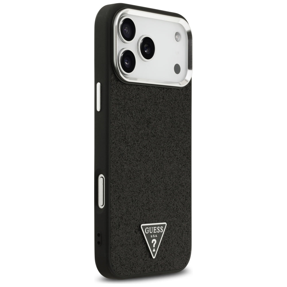 Guess iPhone 17 Pro Max/iPhone 18 Pro Max Skal Glitter Triangle Logo Svart