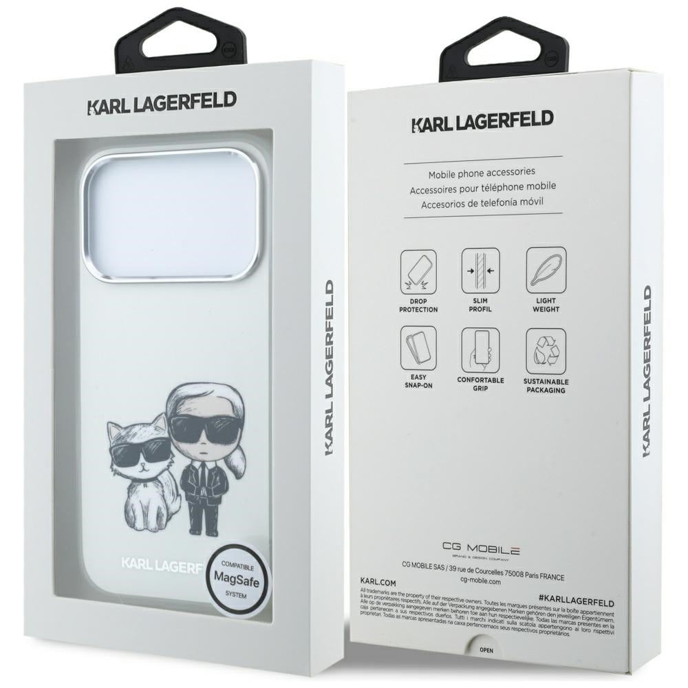 Karl Lagerfeld iPhone 17 Pro/iPhone 18 Pro Skal Smooth Karl & Choupette Sketch Beige
