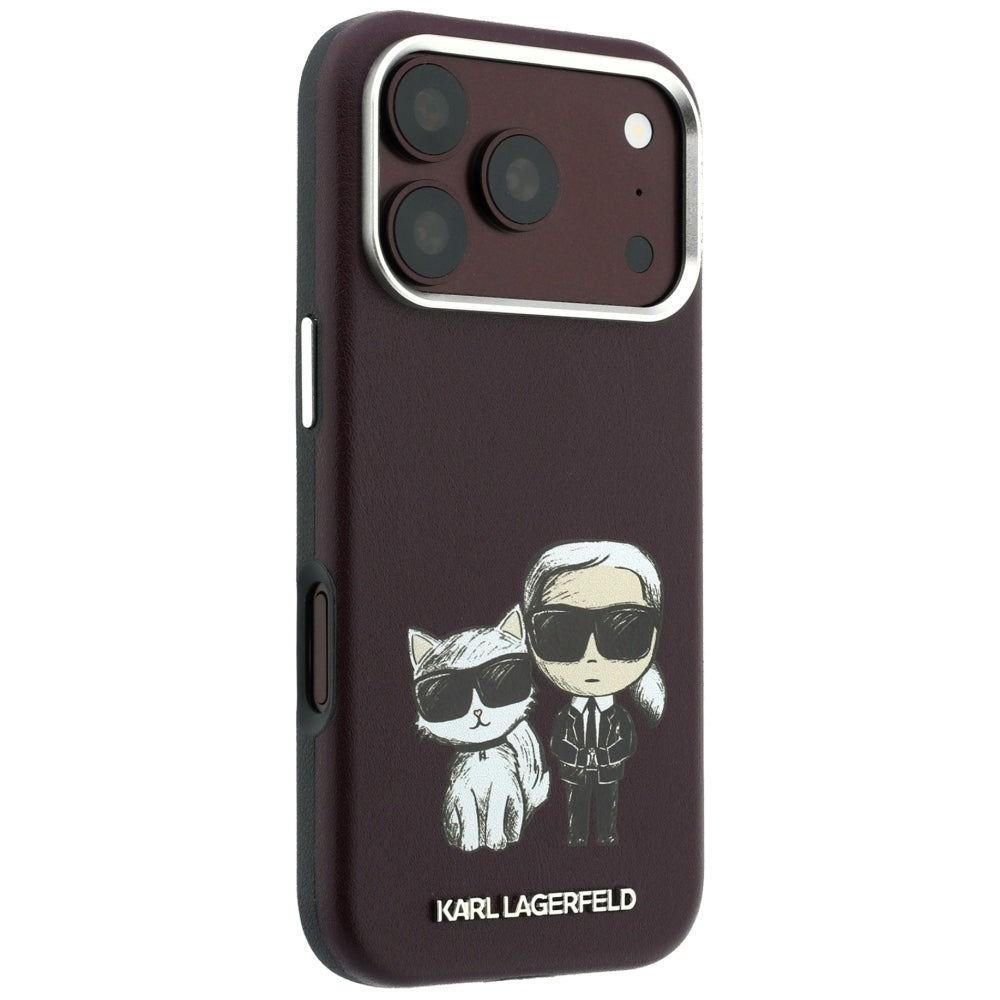 Karl Lagerfeld iPhone 17 Pro/iPhone 18 Pro Skal Smooth Karl & Choupette Sketch Burgundy