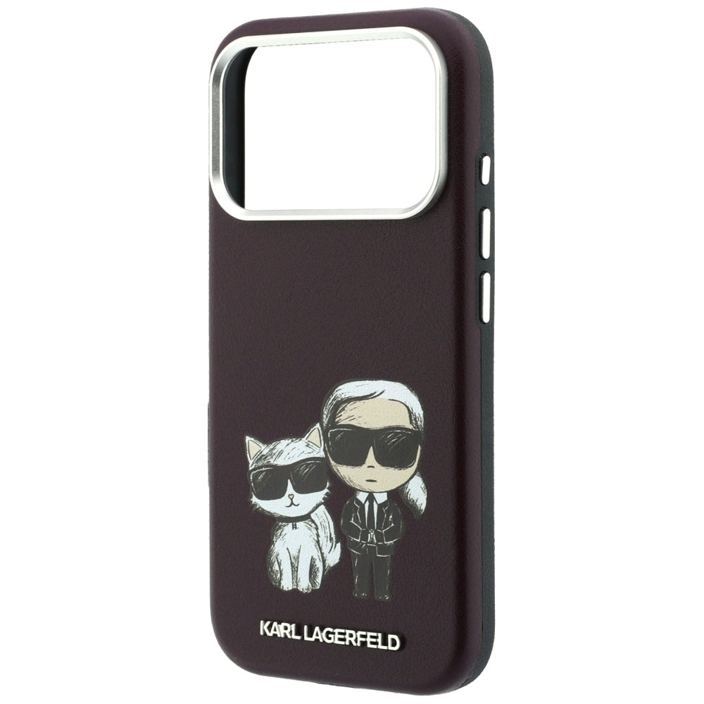 Karl Lagerfeld iPhone 17 Pro/iPhone 18 Pro Skal Smooth Karl & Choupette Sketch Burgundy