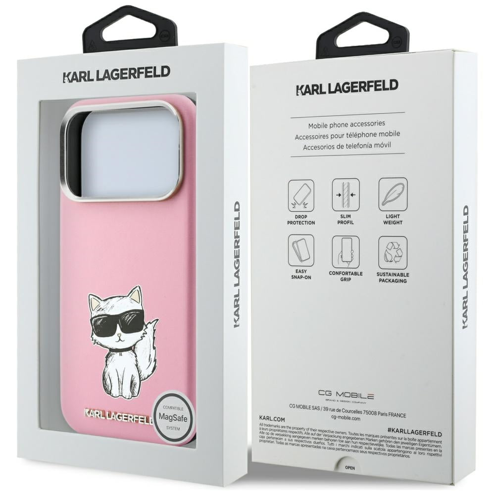 Karl Lagerfeld iPhone 17 Pro/iPhone 18 Pro Skal Smooth Choupette Sketch Rosa