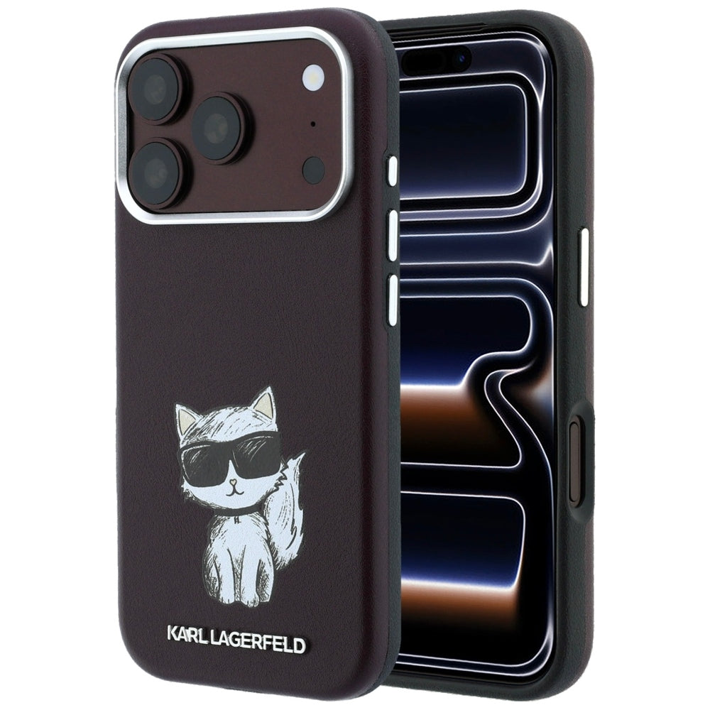 Karl Lagerfeld iPhone 17 Pro/iPhone 18 Pro Skal Smooth Choupette Sketch Burgundy