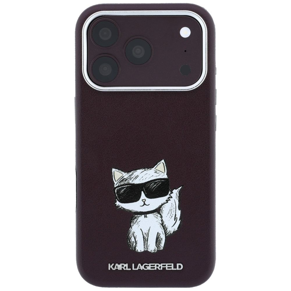 Karl Lagerfeld iPhone 17 Pro/iPhone 18 Pro Skal Smooth Choupette Sketch Burgundy
