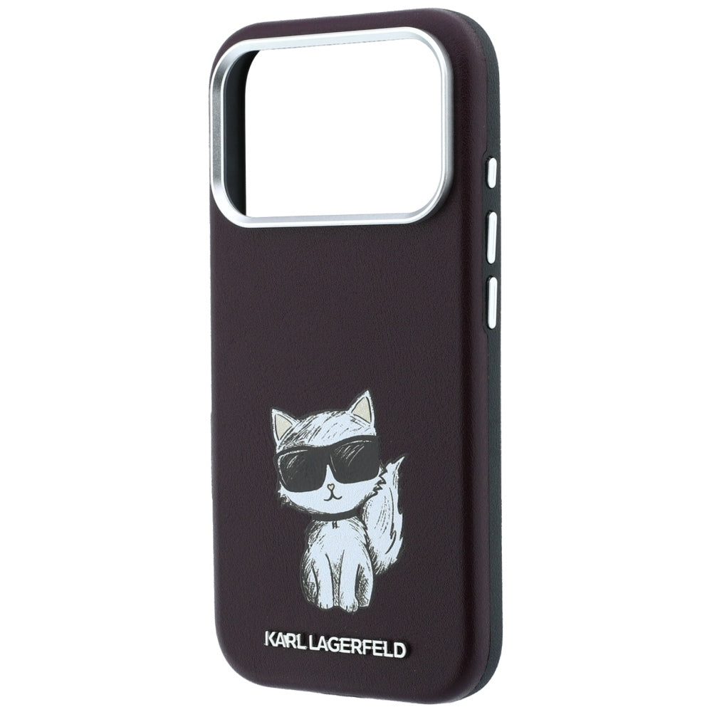Karl Lagerfeld iPhone 17 Pro/iPhone 18 Pro Skal Smooth Choupette Sketch Burgundy