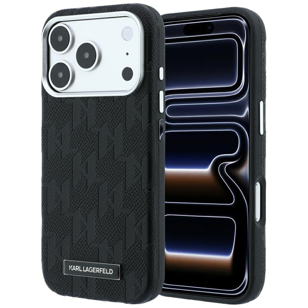 Karl Lagerfeld iPhone 17 Pro Max/iPhone 18 Pro Max Skal Grained Mono Resin Logo Svart