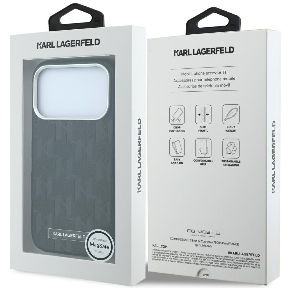 Karl Lagerfeld iPhone 17 Pro Max/iPhone 18 Pro Max Skal Grained Mono Resin Logo Svart