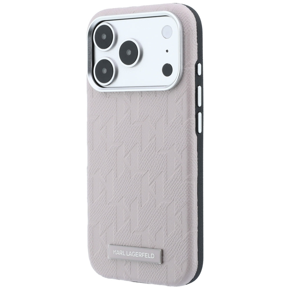 Karl Lagerfeld iPhone 17 Pro/iPhone 18 Pro Skal Grained Mono Resin Logo Rosa