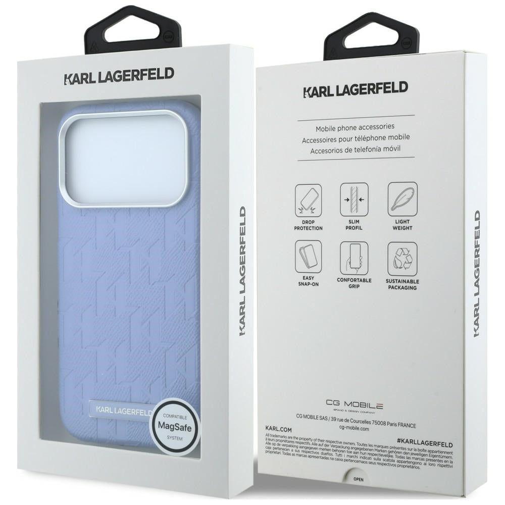 Karl Lagerfeld iPhone 17 Pro/iPhone 18 Pro Skal Grained Mono Resin Logo Blå