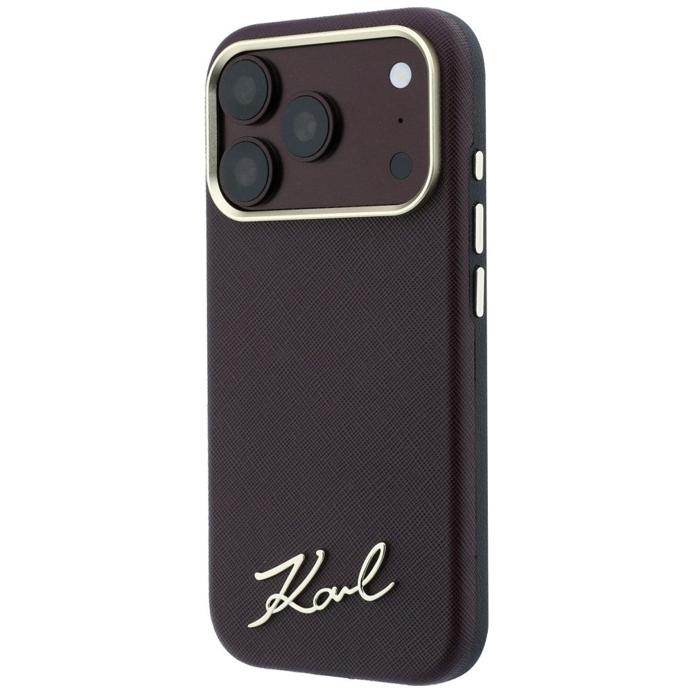 Karl Lagerfeld iPhone 17 Pro Max/iPhone 18 Pro Max Skal Saffiano Script Logo Burgundy