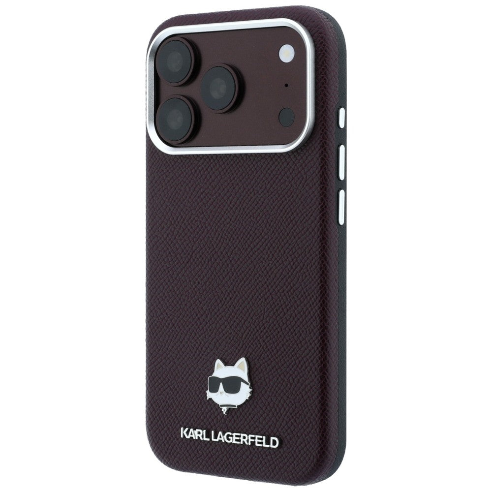 Karl Lagerfeld iPhone 17 Pro/iPhone 18 Pro Skal Grained Choupette Burgundy