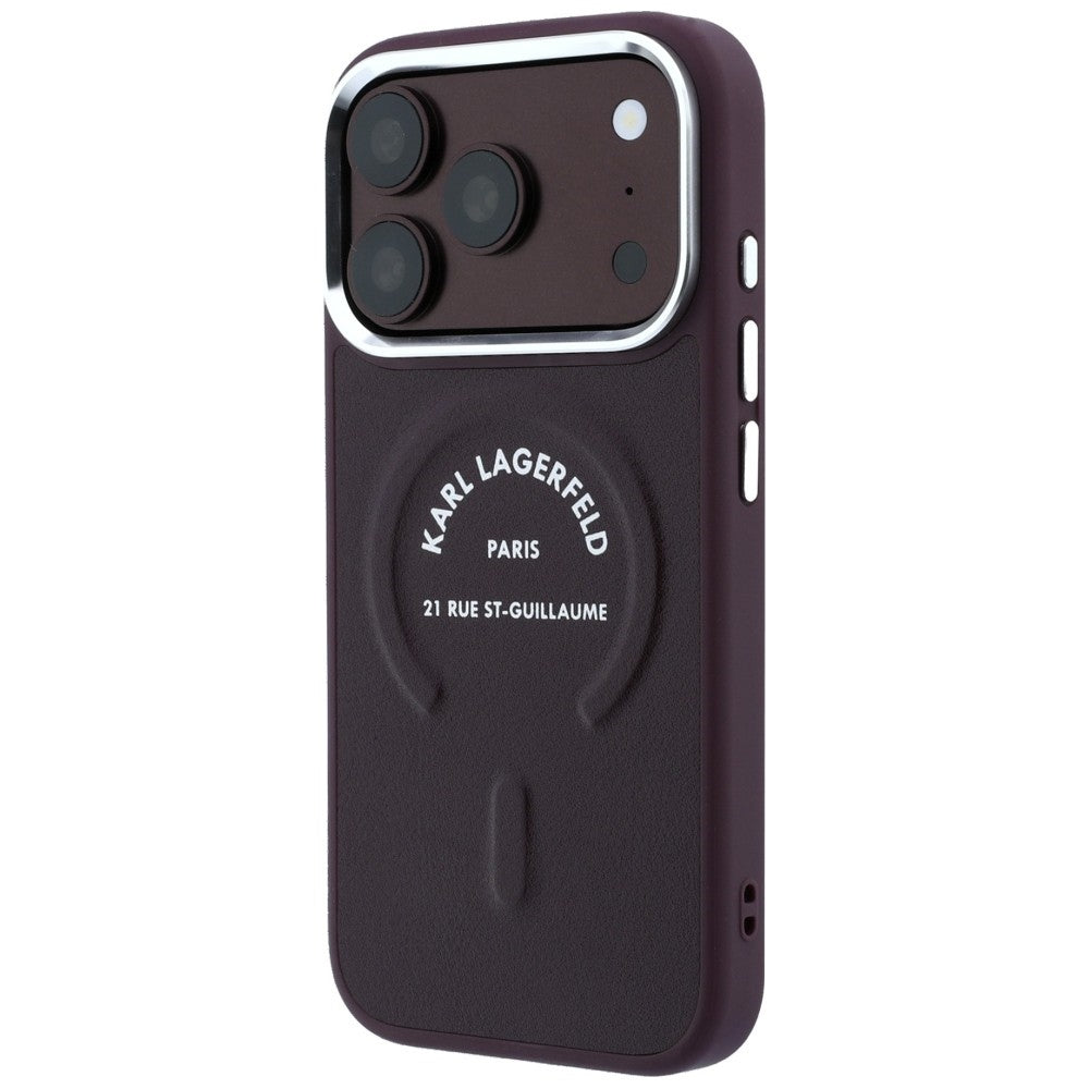 Karl Lagerfeld iPhone 17 Pro/iPhone 18 Pro Skal Embossed Ring RSG Logo Burgundy