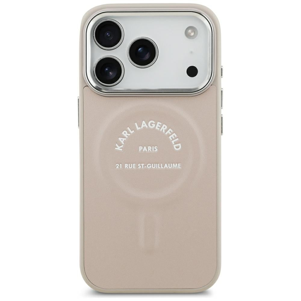 Karl Lagerfeld iPhone 17 Pro Max/iPhone 18 Pro Max Skal Embossed Ring RSG Logo Rosa