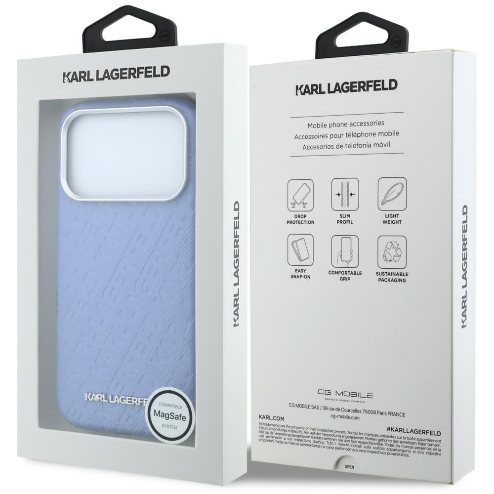 Karl Lagerfeld iPhone 17 Pro Max/iPhone 18 Pro Max Skal Grained Allover Logo Blå