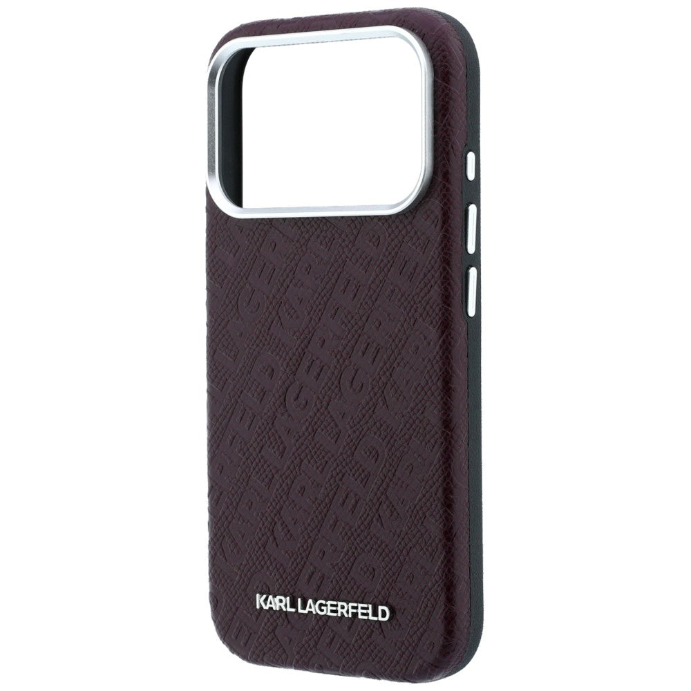 Karl Lagerfeld iPhone 17 Pro Max/iPhone 18 Pro Max Skal Grained Allover Logo Burgundy
