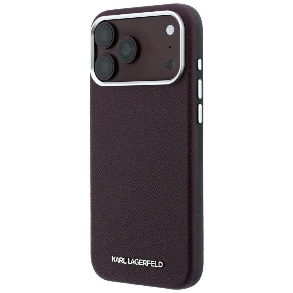 Karl Lagerfeld iPhone 17 Pro Max/iPhone 18 Pro Max Skal Grained Elongated Logo Burgundy