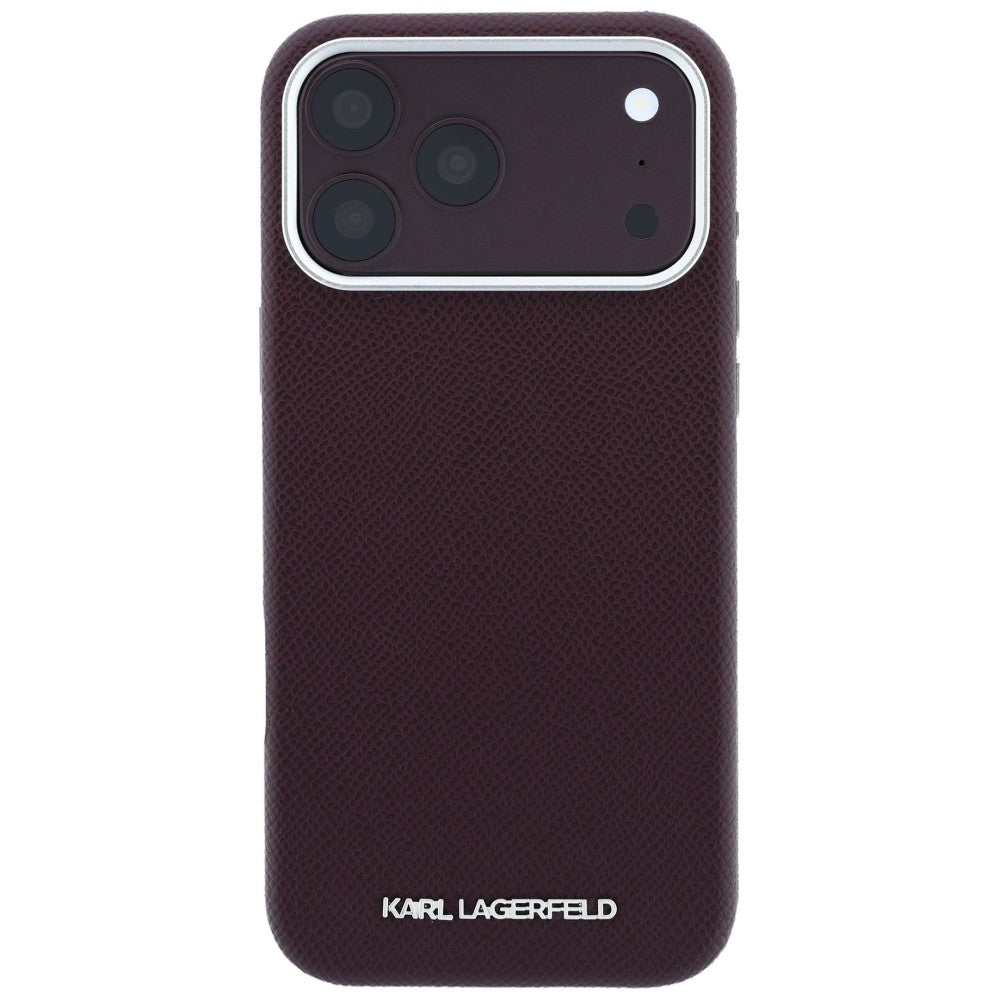 Karl Lagerfeld iPhone 17 Pro Max/iPhone 18 Pro Max Skal Grained Elongated Logo Burgundy