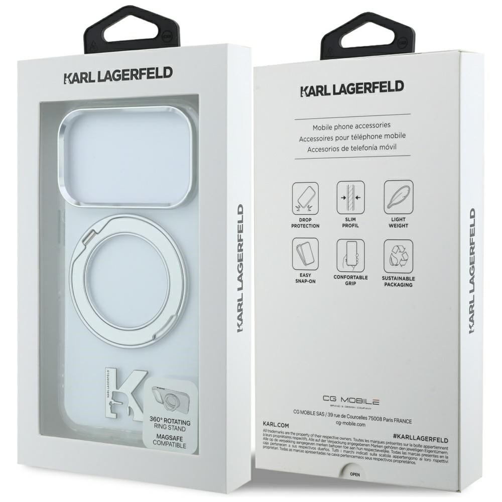 Karl Lagerfeld iPhone 17 Pro/iPhone 18 Pro Skal Ring Stand Kameo Transparent