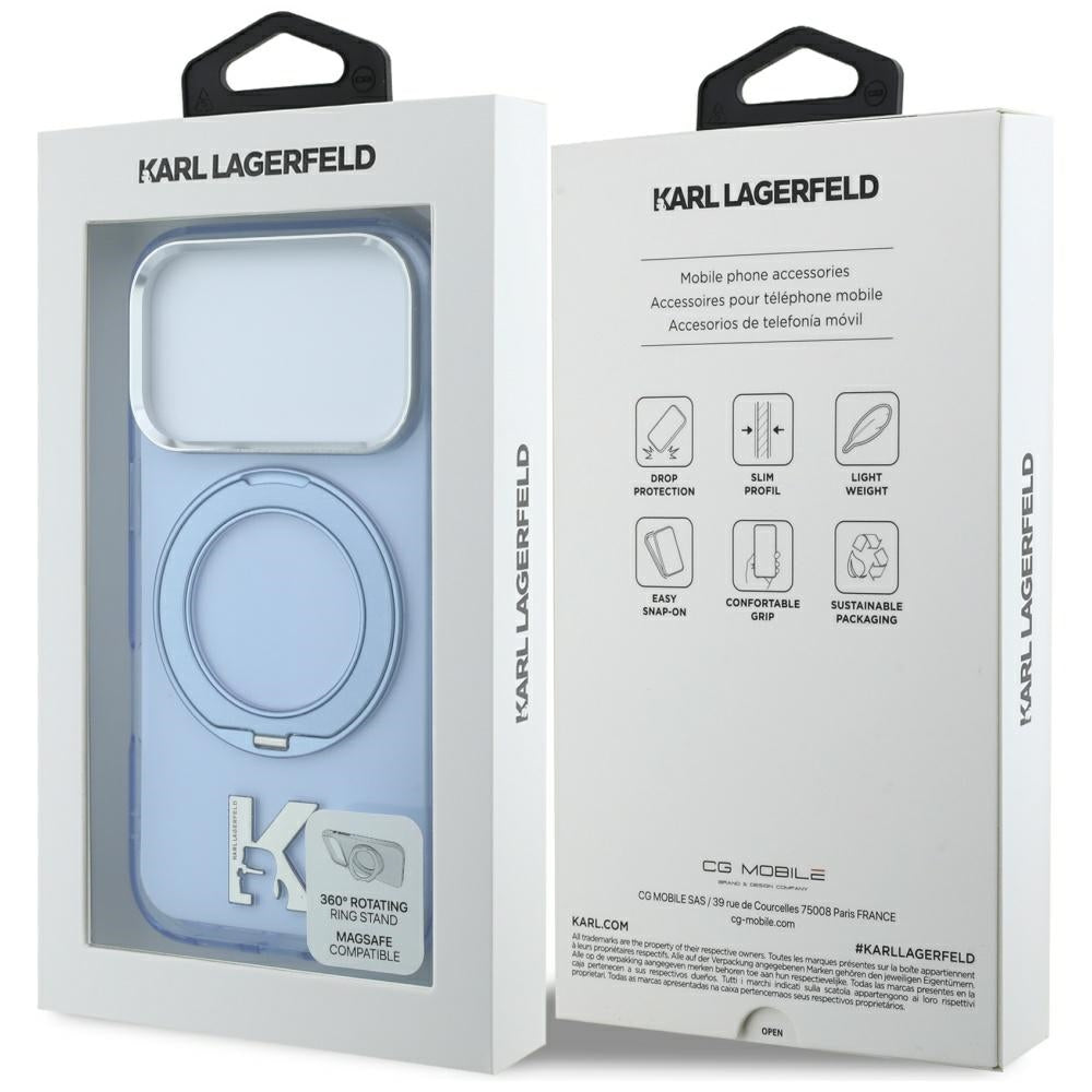 Karl Lagerfeld iPhone 17 Pro Max/iPhone 18 Pro Max Skal Ring Stand Kameo Blå