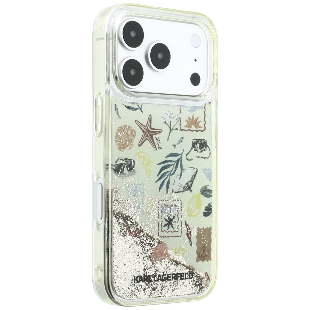 Karl Lagerfeld iPhone 17 Pro/iPhone 18 Pro Skal Liquid Glitter Beach Beige