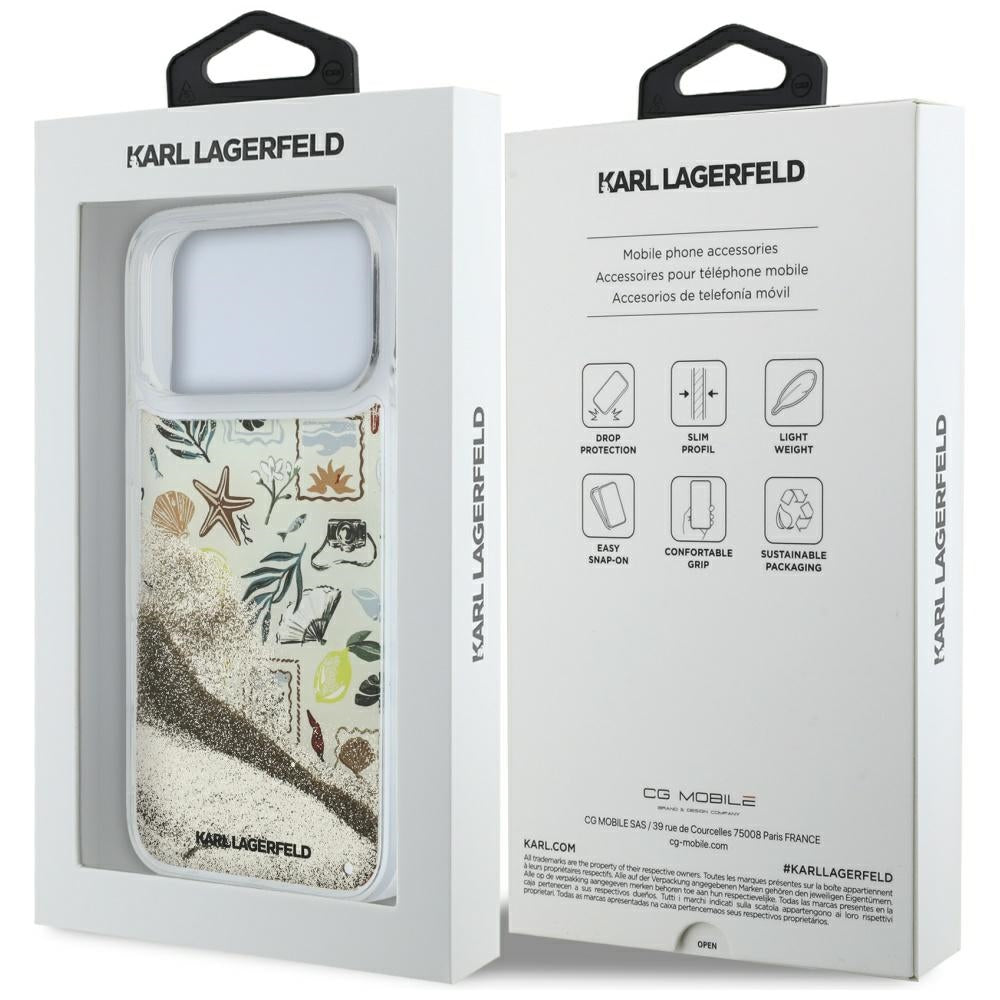 Karl Lagerfeld iPhone 17 Pro Max/iPhone 18 Pro Max Skal Liquid Glitter Beach Beige